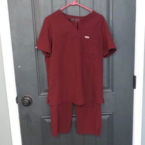 women's FIGS scrubs set - Burgundy